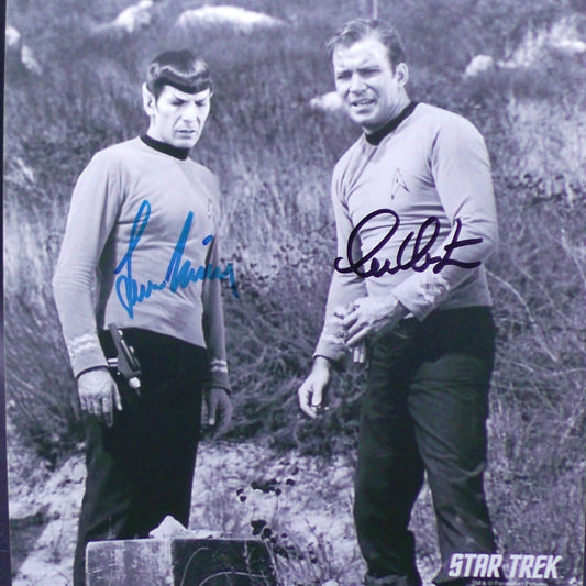 STAR TREK actors W. Shatner and L. Nimoy Original Signatures on Large Photo (20x25cm)