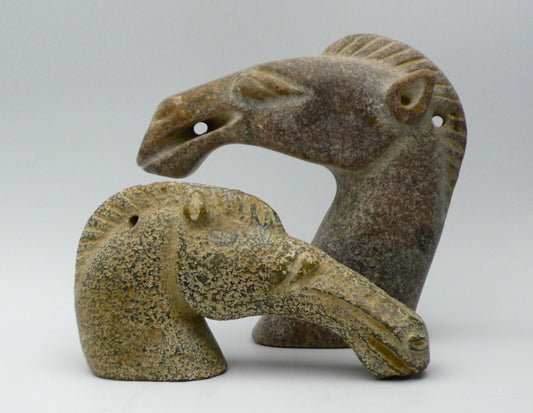 NEPHRITE JADE HORSE HEAD COUPLE