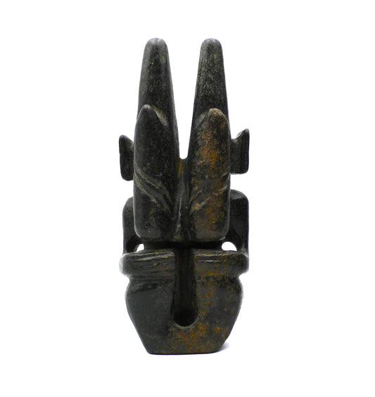 BLACK NEPHRITE JADE HORNED DEITY