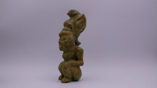 NEPHRITE JADE FIGURE WITH BIRD ON TOP