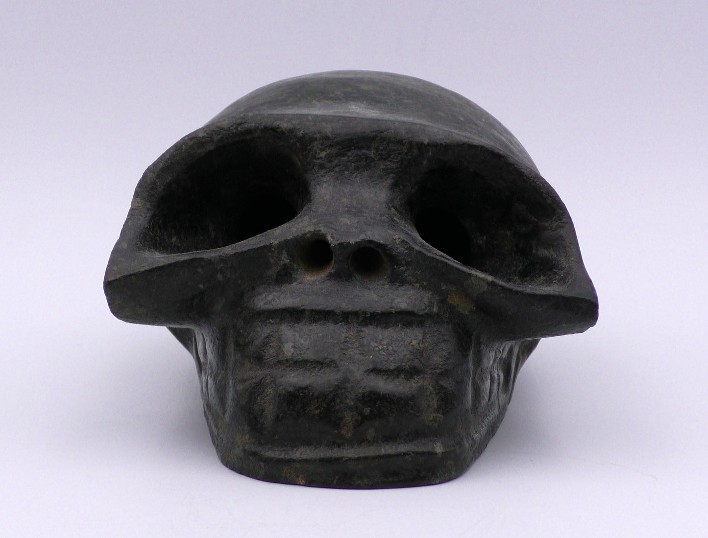 BLACK IRON METEORITE SKULL