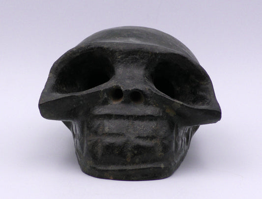 BLACK IRON METEORITE SKULL