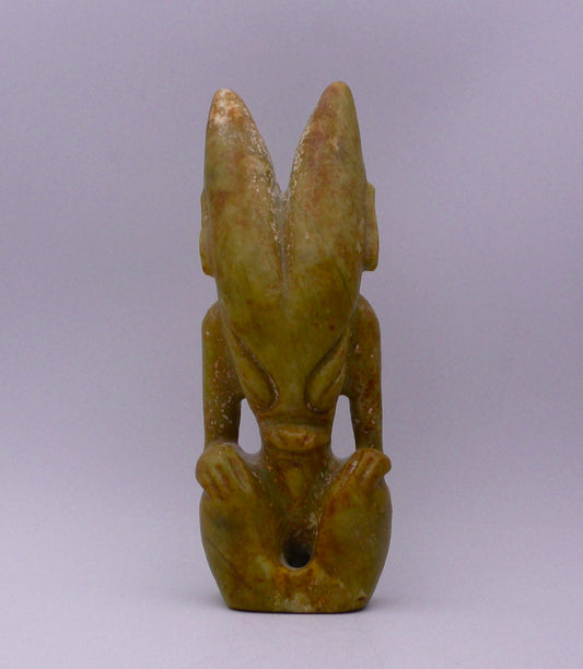 BIG YELLOW NEPHRITE JADE HORNED DEITY