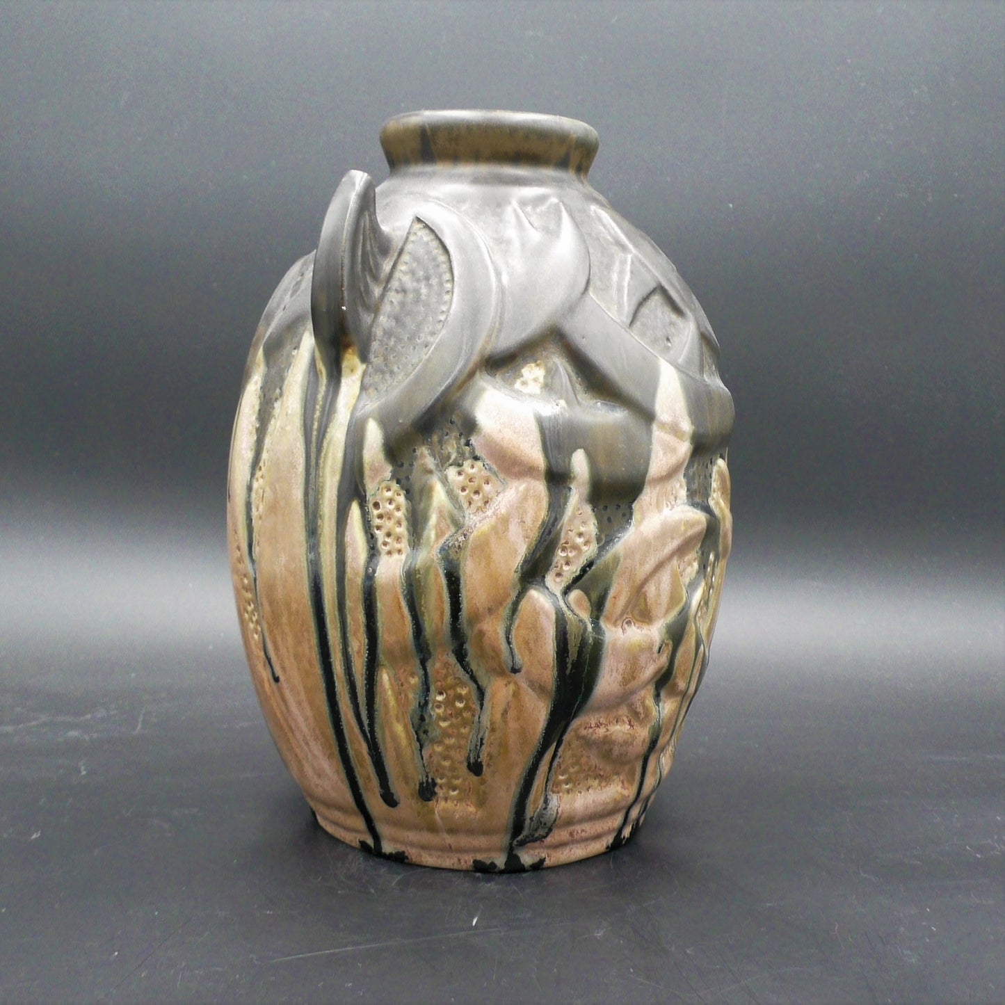 Extraordinary Metenier vase 'Diabolique' with Devil's Ears and dripping glaze - Size 27cm